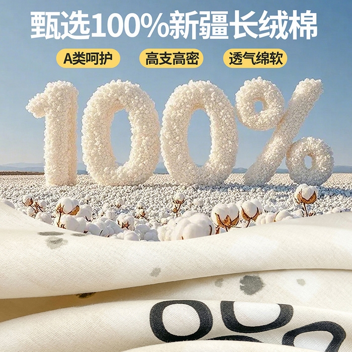 91家纺网 家纺一手货源 找家纺 西域种棉人·千百笠 2025新款全棉纯棉大学生宿舍100%新疆棉花被子被褥一整套枕头床垫三件套六件套 可爱猫