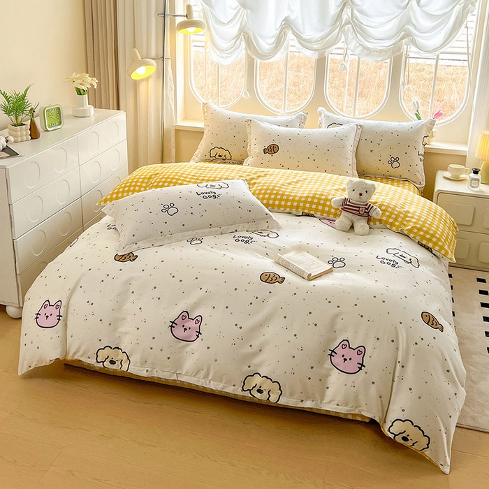 91家纺网 家纺一手货源 找家纺 西域种棉人·千百笠 2025新款全棉纯棉大学生宿舍100%新疆棉花被子被褥一整套枕头床垫三件套六件套 可爱猫