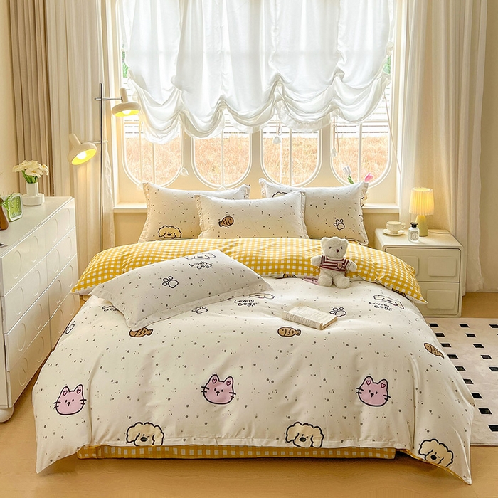 91家纺网 家纺一手货源 找家纺 西域种棉人·千百笠 2025新款全棉纯棉大学生宿舍100%新疆棉花被子被褥一整套枕头床垫三件套六件套 可爱猫