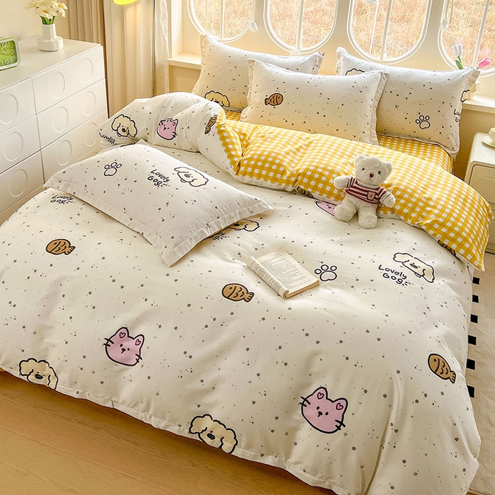 91家纺网 家纺一手货源 找家纺 西域种棉人·千百笠 2025新款全棉纯棉大学生宿舍100%新疆棉花被子被褥一整套枕头床垫三件套六件套 可爱猫