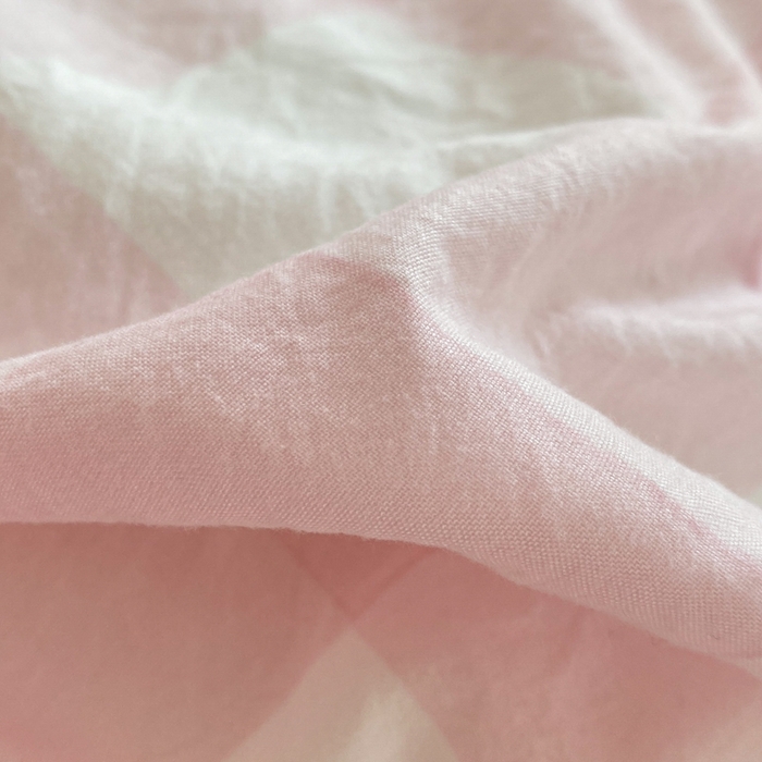 91家纺网 家纺一手货源 找家纺 雨帆家纺 2025新款时尚印花水洗棉混搭四件套 粉格芝士