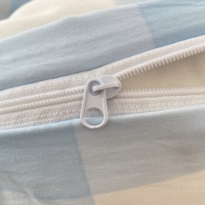 91家纺网 家纺一手货源 找家纺 雨帆家纺 2025新款时尚印花水洗棉混搭四件套 蓝格芝士