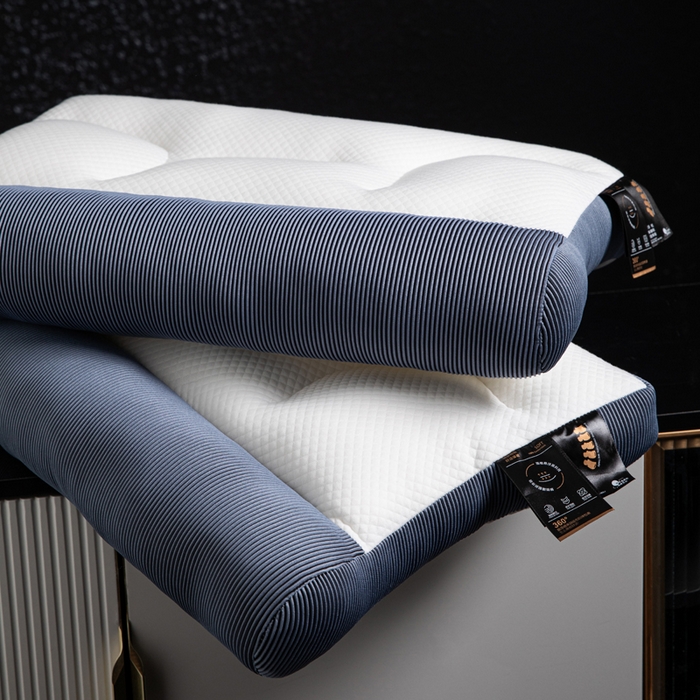 91家纺网 家纺一手货源 找家纺 蝶飞舞 2025新款反牵引颈椎分区枕头枕芯 3D-蓝色 900g