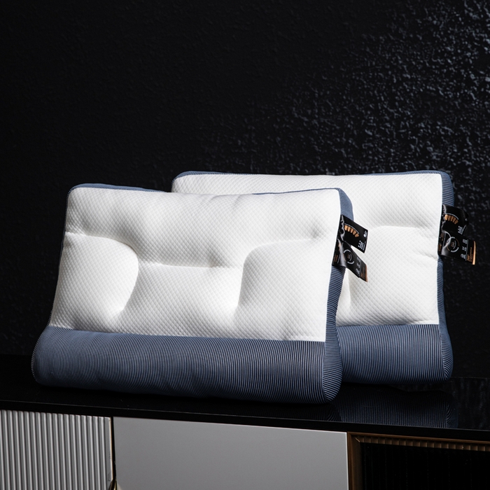 91家纺网 家纺一手货源 找家纺 蝶飞舞 2025新款反牵引颈椎分区枕头枕芯 3D-蓝色 900g