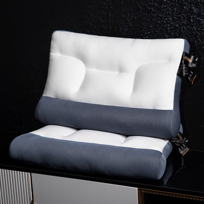 91家纺网 家纺一手货源 找家纺 蝶飞舞 2025新款反牵引颈椎分区枕头枕芯 3D-蓝色 1000g