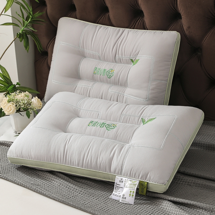 91家纺网 家纺一手货源 找家纺 蝶飞舞 2025新款春茶小锦亲肤舒睡枕头枕芯 灰色面包枕 48*74cm