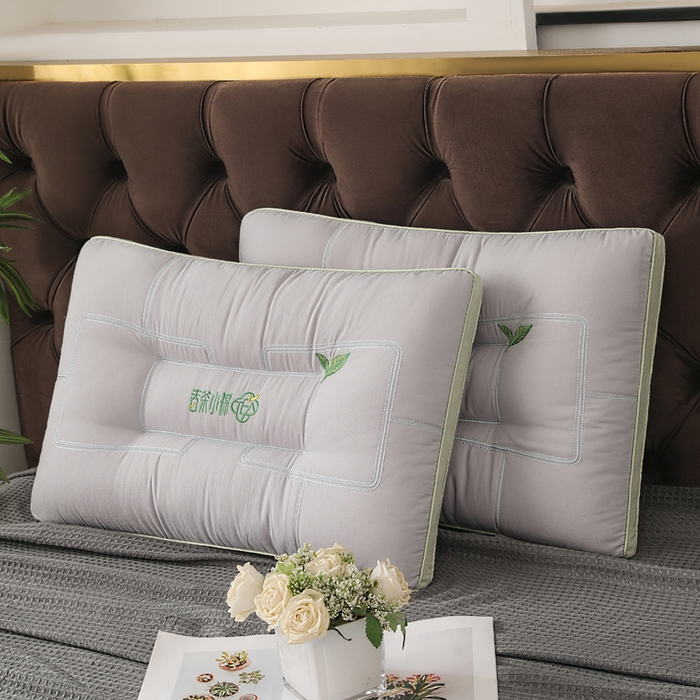 91家纺网 家纺一手货源 找家纺 蝶飞舞 2025新款春茶小锦亲肤舒睡枕头枕芯 灰色面包枕 48*74cm