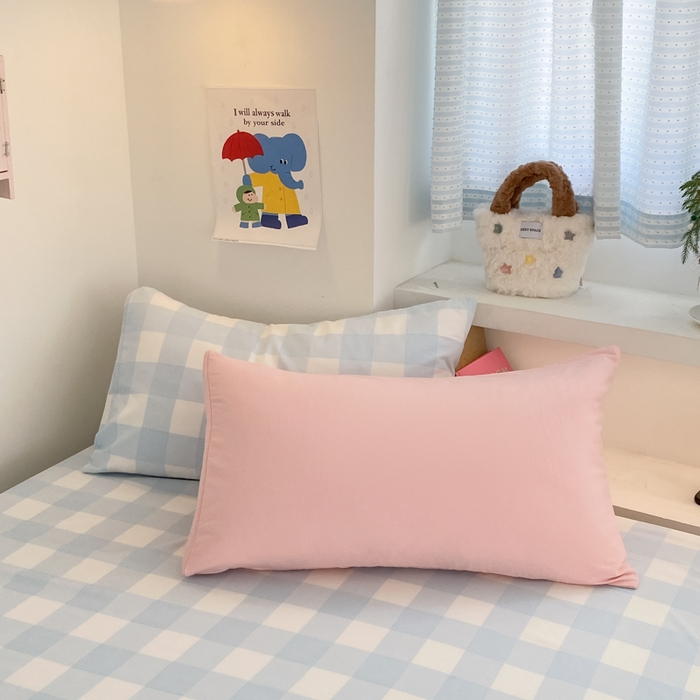 91家纺网 家纺一手货源 找家纺 雨帆家纺 2025新款时尚印花水洗棉混搭四件套 奶玉蓝格