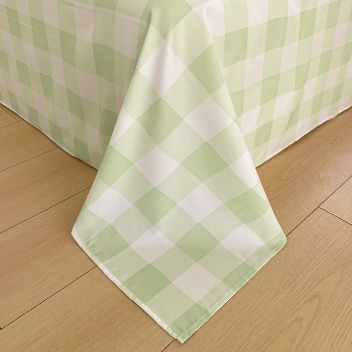 91家纺网 家纺一手货源 找家纺 雨帆家纺 2025新款时尚印花水洗棉混搭四件套 芝士绿格