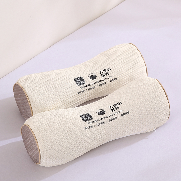 蝶飞舞 2025新款大凉山苦荞麦颈椎枕头枕芯 圆形-米色 45*15*8cm