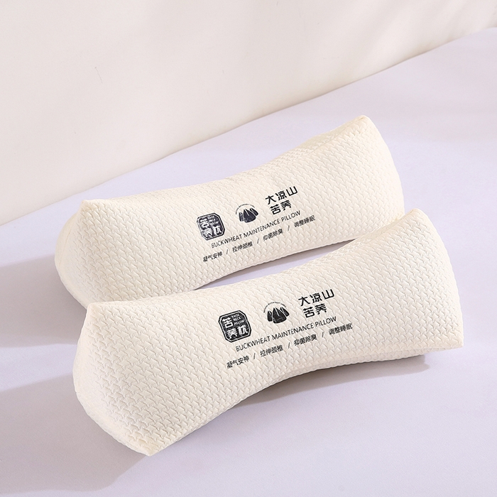 91家纺网 家纺一手货源 找家纺 蝶飞舞 2025新款大凉山苦荞麦颈椎枕头枕芯 三角-米色 45*15*8cm
