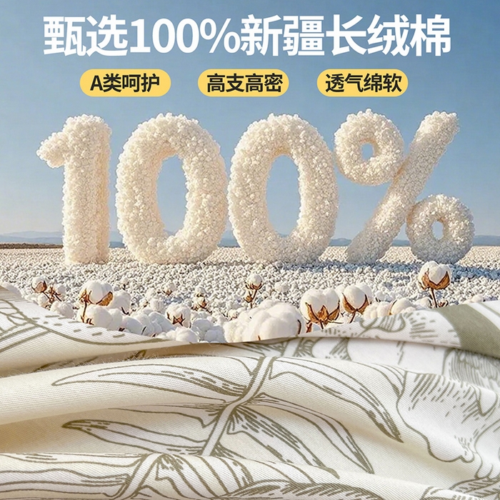 91家纺网 家纺一手货源 找家纺 西域种棉人·千百笠 2025新款全棉纯棉大学生宿舍100%新疆棉花被子被褥一整套枕头床垫三件套六件套 魔法花园