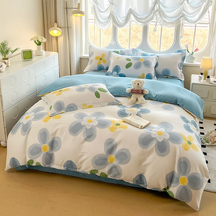 91家纺网 家纺一手货源 找家纺 西域种棉人·千百笠 2025新款全棉纯棉大学生宿舍100%新疆棉花被子被褥一整套枕头床垫三件套六件套 墨雨花朵