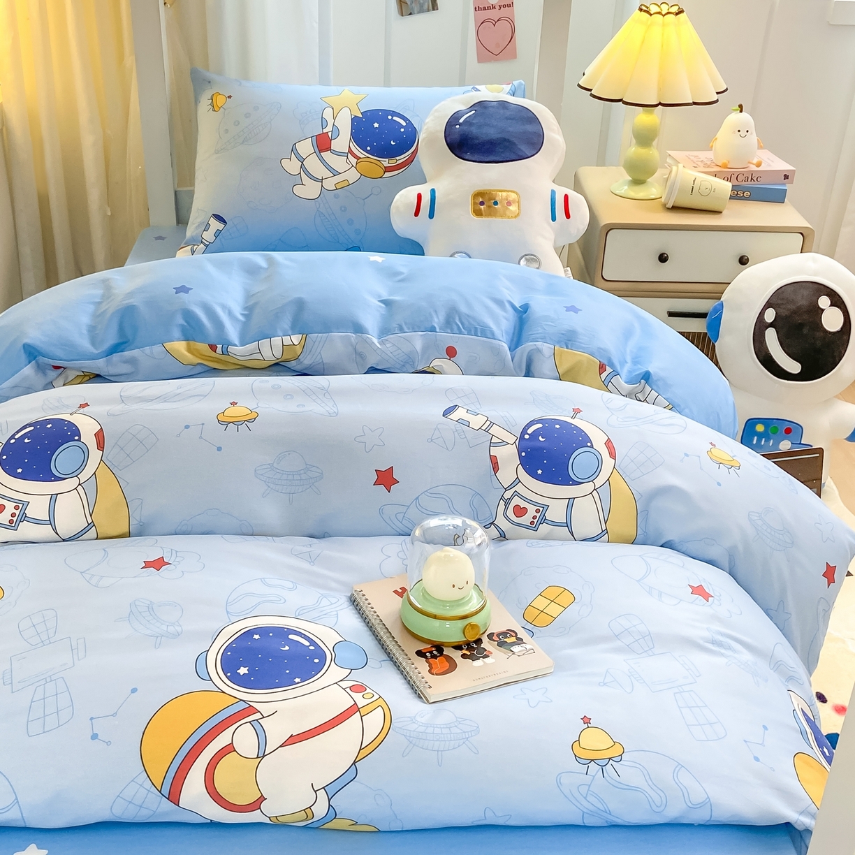 91家纺网 家纺一手货源 找家纺 博雅 2025新款全棉纯棉学生宿舍上下铺六件套-宇航员系列 环游太空