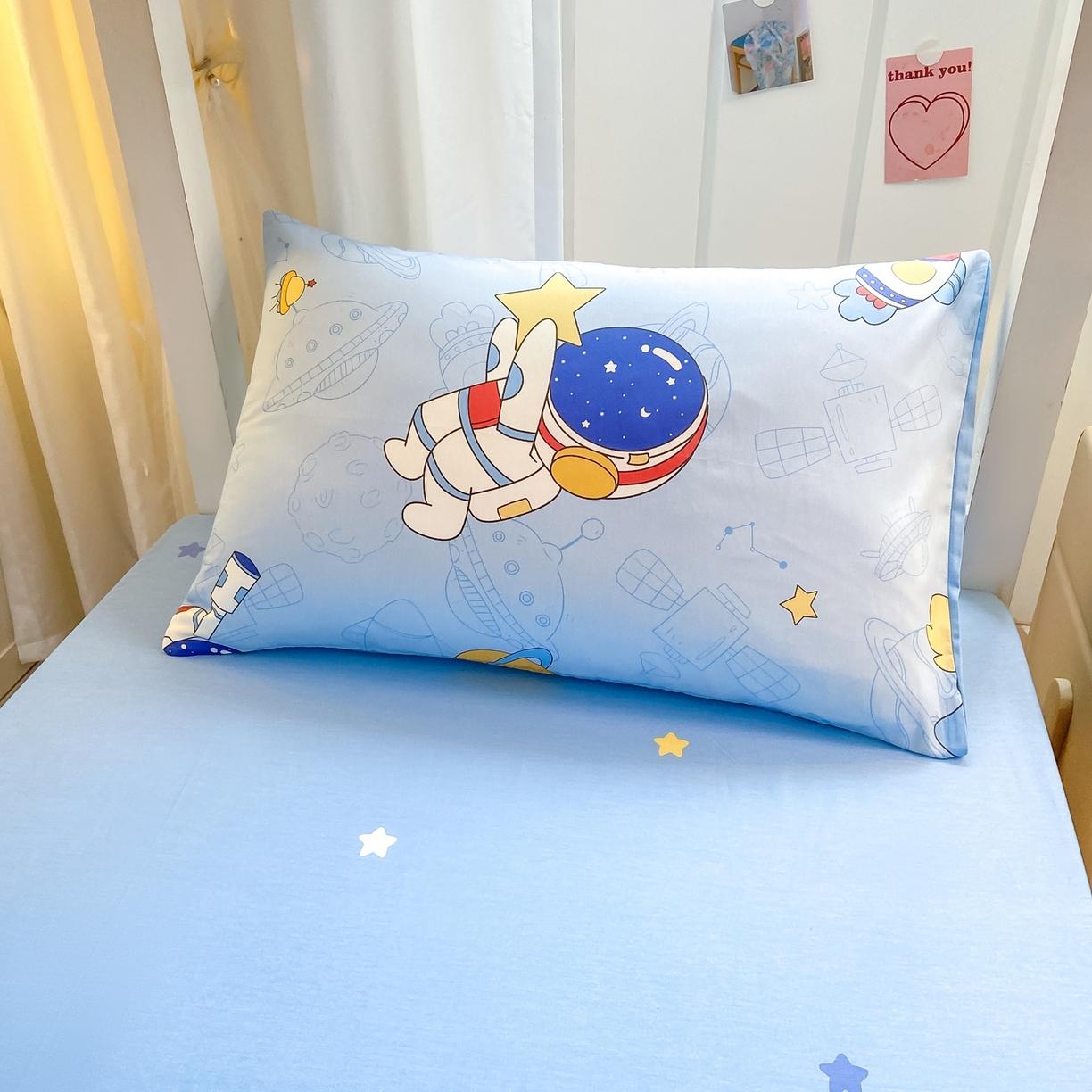 91家纺网 家纺一手货源 找家纺 博雅 2025新款全棉纯棉学生宿舍上下铺六件套-宇航员系列 环游太空