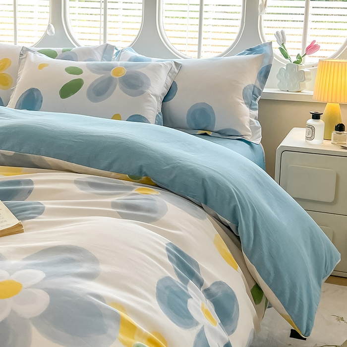 91家纺网 家纺一手货源 找家纺 西域种棉人·千百笠 2025新款全棉纯棉大学生宿舍100%新疆棉花被子被褥一整套枕头床垫三件套六件套 墨雨花朵