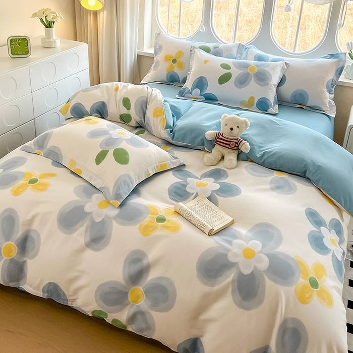 91家纺网 家纺一手货源 找家纺 西域种棉人·千百笠 2025新款全棉纯棉大学生宿舍100%新疆棉花被子被褥一整套枕头床垫三件套六件套 墨雨花朵