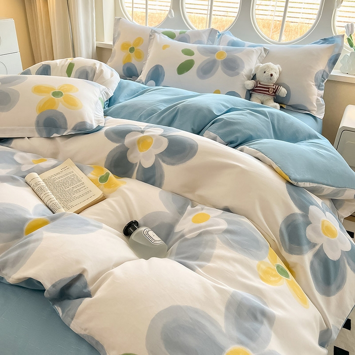 91家纺网 家纺一手货源 找家纺 西域种棉人·千百笠 2025新款全棉纯棉大学生宿舍100%新疆棉花被子被褥一整套枕头床垫三件套六件套 墨雨花朵