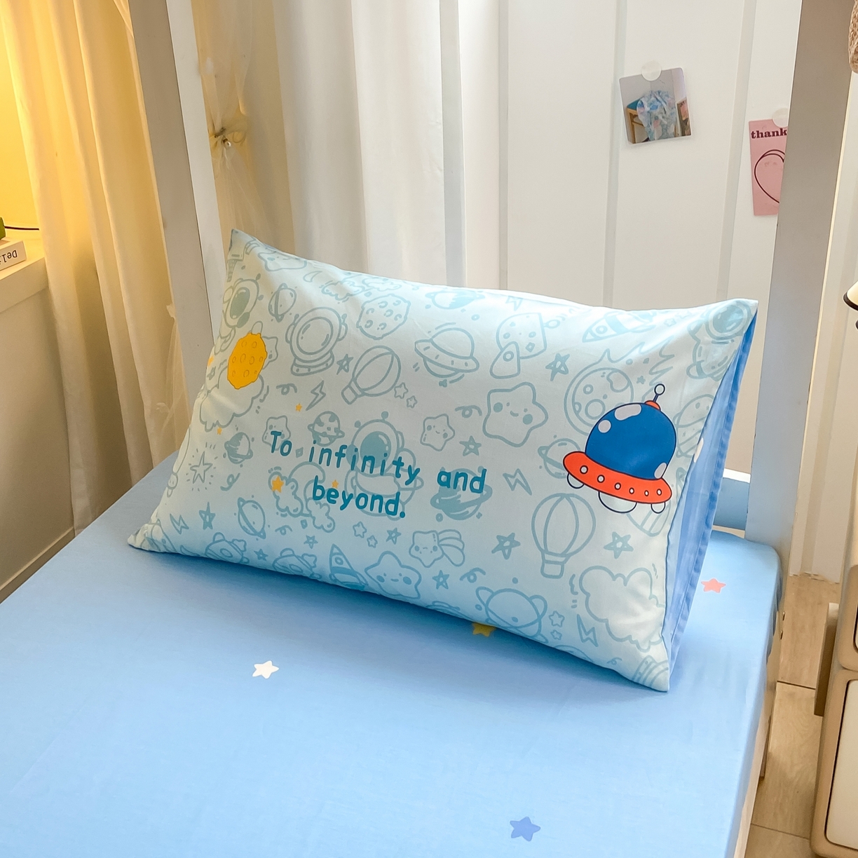 91家纺网 家纺一手货源 找家纺 博雅 2025新款全棉纯棉学生宿舍上下铺六件套-宇航员系列 绘画宇航员