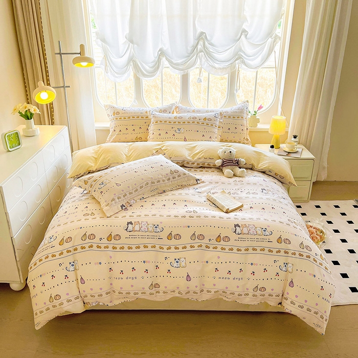 91家纺网 家纺一手货源 找家纺 西域种棉人·千百笠 2025新款全棉纯棉大学生宿舍100%新疆棉花被子被褥一整套枕头床垫三件套六件套 南瓜派对