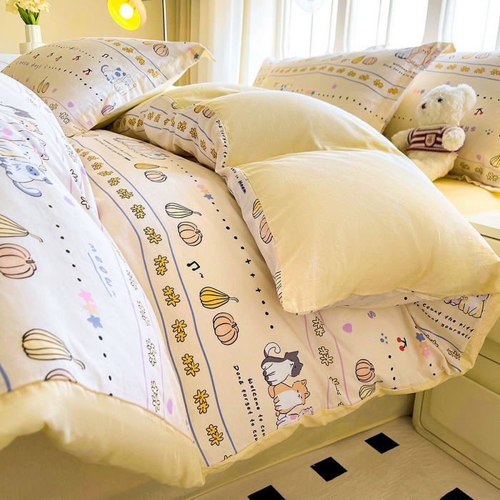 91家纺网 家纺一手货源 找家纺 西域种棉人·千百笠 2025新款全棉纯棉大学生宿舍100%新疆棉花被子被褥一整套枕头床垫三件套六件套 南瓜派对