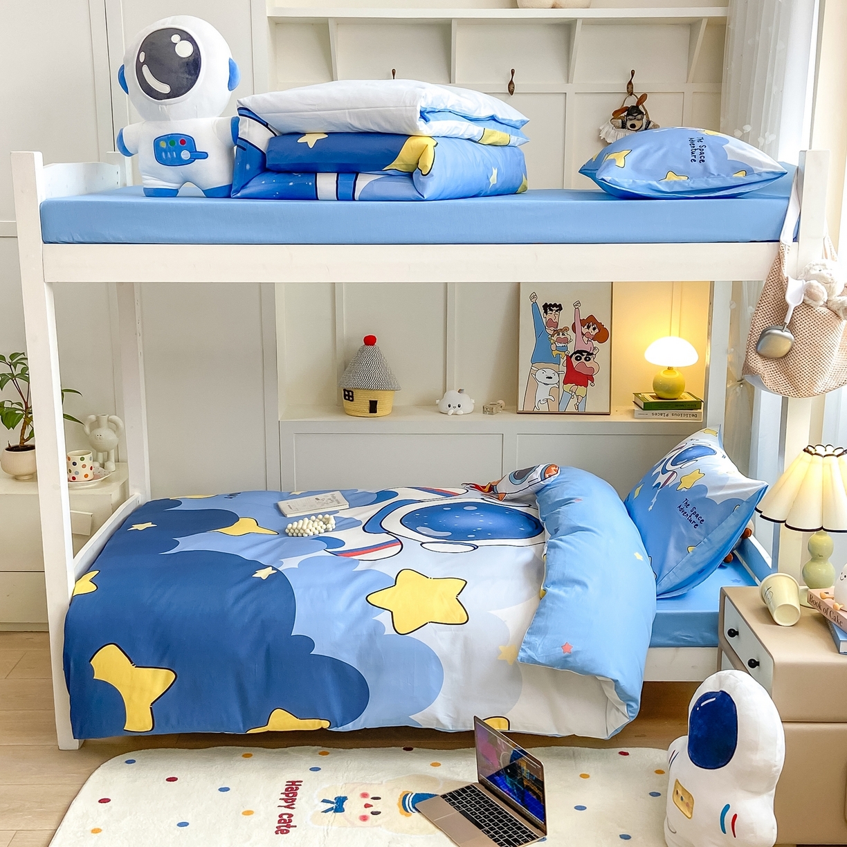 91家纺网 家纺一手货源 找家纺 博雅 2025新款全棉纯棉学生宿舍上下铺六件套-宇航员系列 梦想宇航员