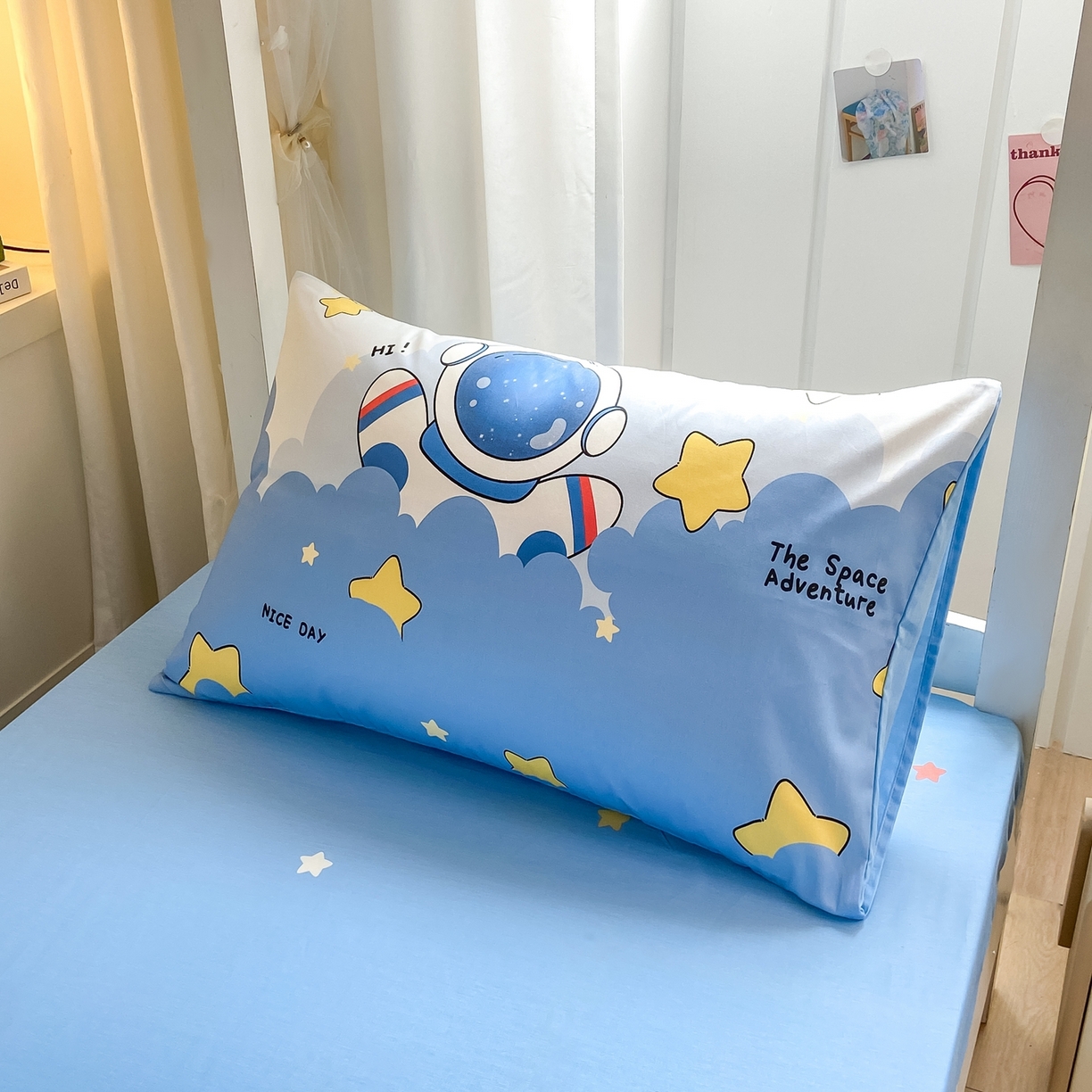 91家纺网 家纺一手货源 找家纺 博雅 2025新款全棉纯棉学生宿舍上下铺六件套-宇航员系列 梦想宇航员