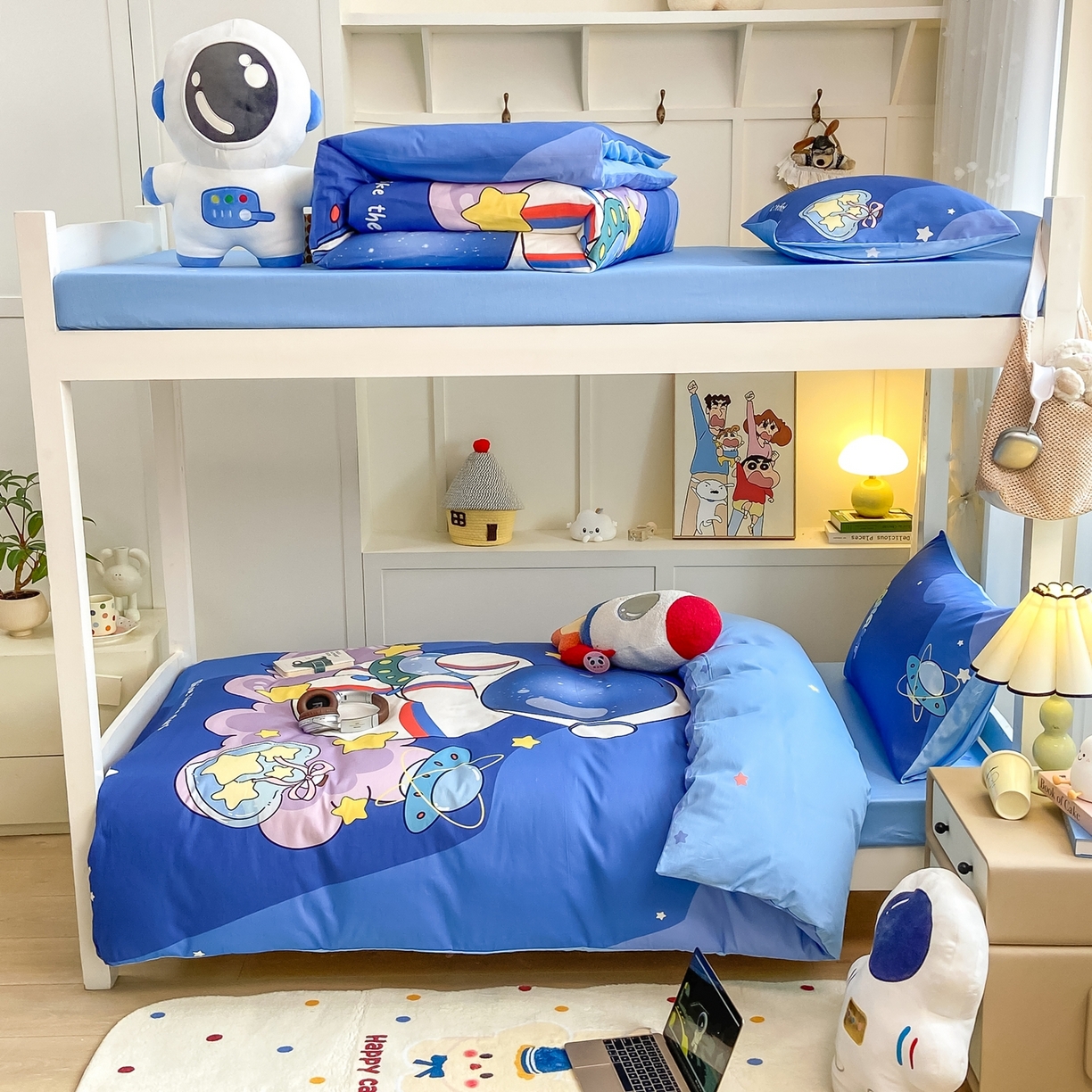 91家纺网 家纺一手货源 找家纺 博雅 2025新款全棉纯棉学生宿舍上下铺六件套-宇航员系列 星际宇航员