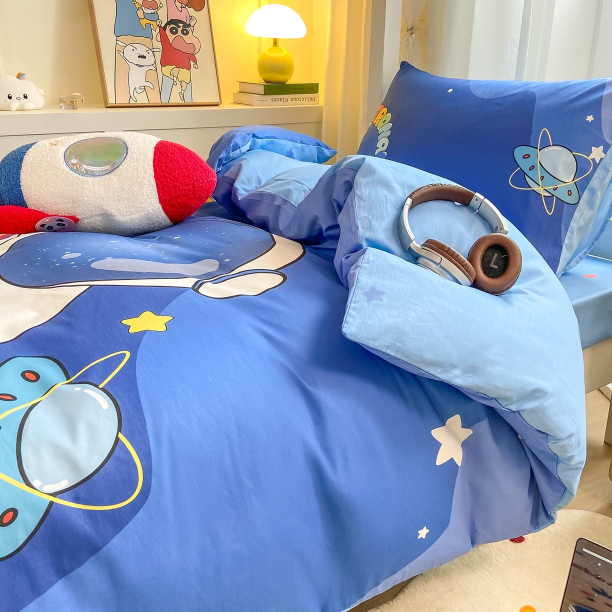 91家纺网 家纺一手货源 找家纺 博雅 2025新款全棉纯棉学生宿舍上下铺六件套-宇航员系列 星际宇航员