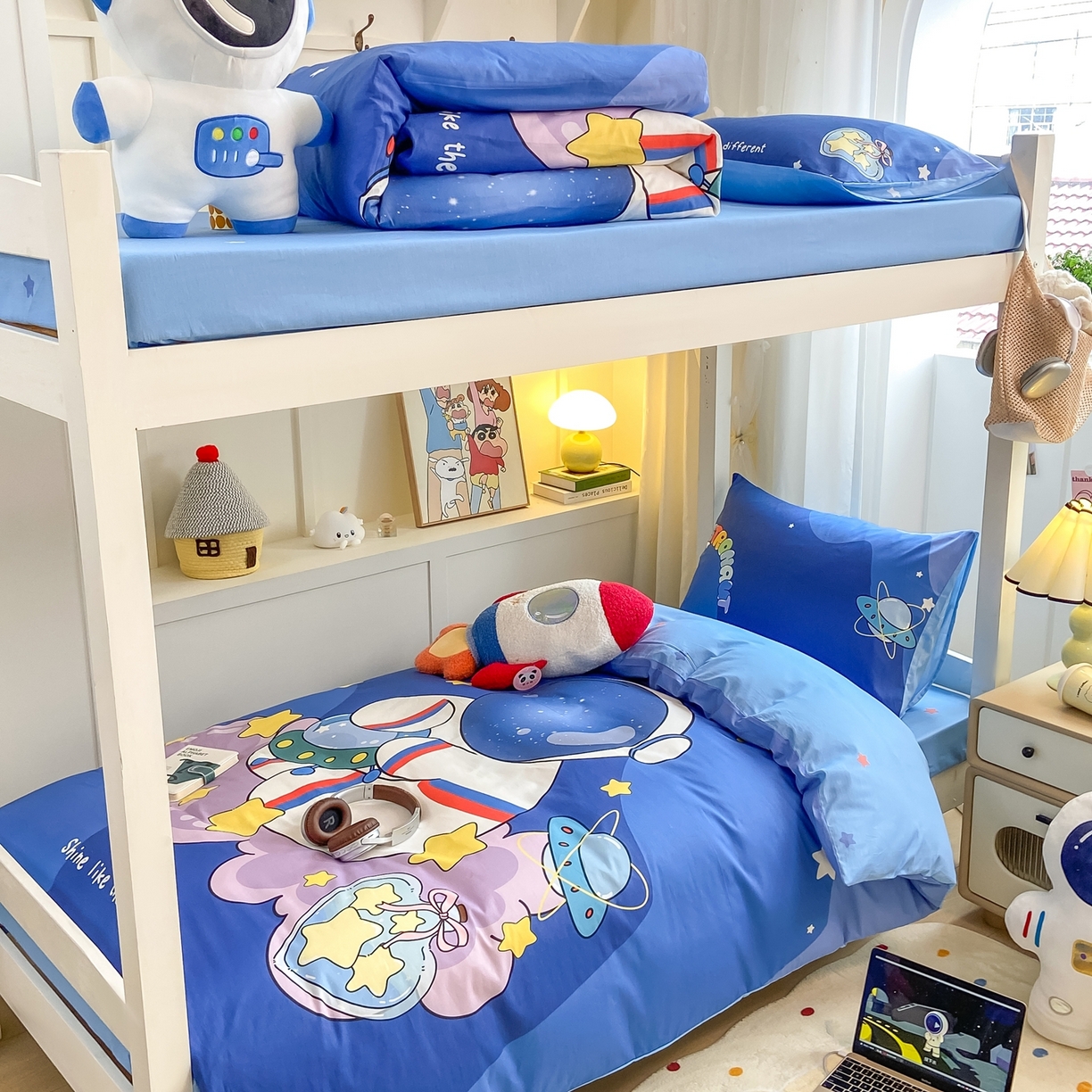 91家纺网 家纺一手货源 找家纺 博雅 2025新款全棉纯棉学生宿舍上下铺六件套-宇航员系列 星际宇航员