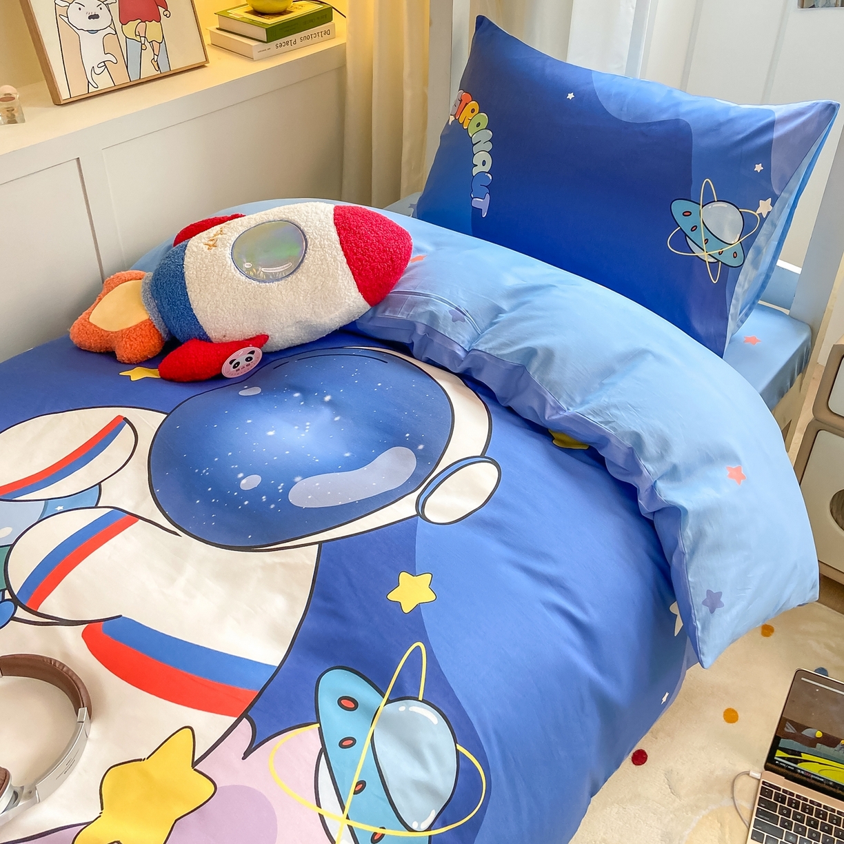 91家纺网 家纺一手货源 找家纺 博雅 2025新款全棉纯棉学生宿舍上下铺六件套-宇航员系列 星际宇航员