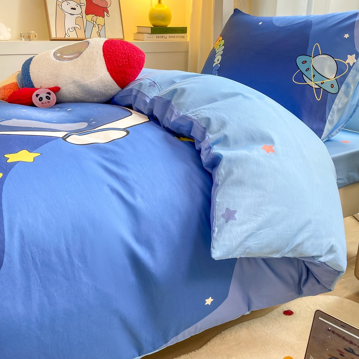 91家纺网 家纺一手货源 找家纺 博雅 2025新款全棉纯棉学生宿舍上下铺六件套-宇航员系列 星际宇航员