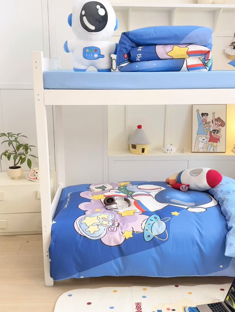 91家纺网 家纺一手货源 找家纺 博雅 2025新款全棉纯棉学生宿舍上下铺六件套-宇航员系列 星际宇航员