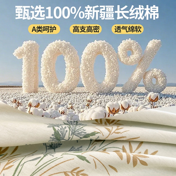91家纺网 家纺一手货源 找家纺 西域种棉人·千百笠 2025新款全棉纯棉大学生宿舍100%新疆棉花被子被褥一整套枕头床垫三件套六件套 叶莱婉香
