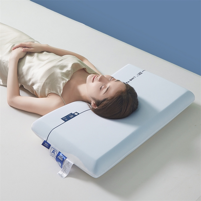 91家纺网 家纺一手货源 找家纺 蝶飞舞 2025新款pro二代零压力慢回弹  三拼记忆枕 蓝白灰 70*42*10cm