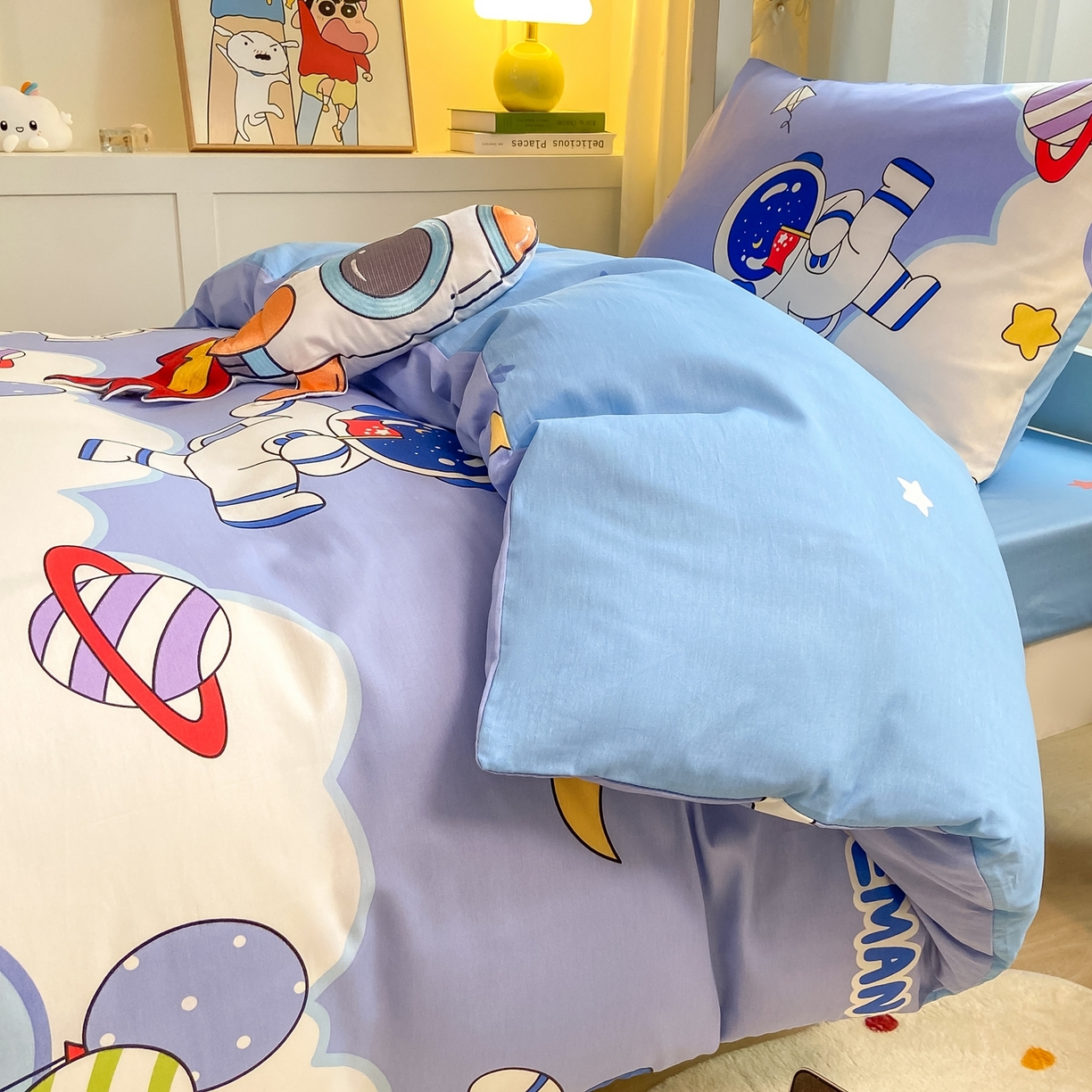 91家纺网 家纺一手货源 找家纺 （总）博雅 2025新款全棉纯棉学生宿舍上下铺六件套-宇航员系列