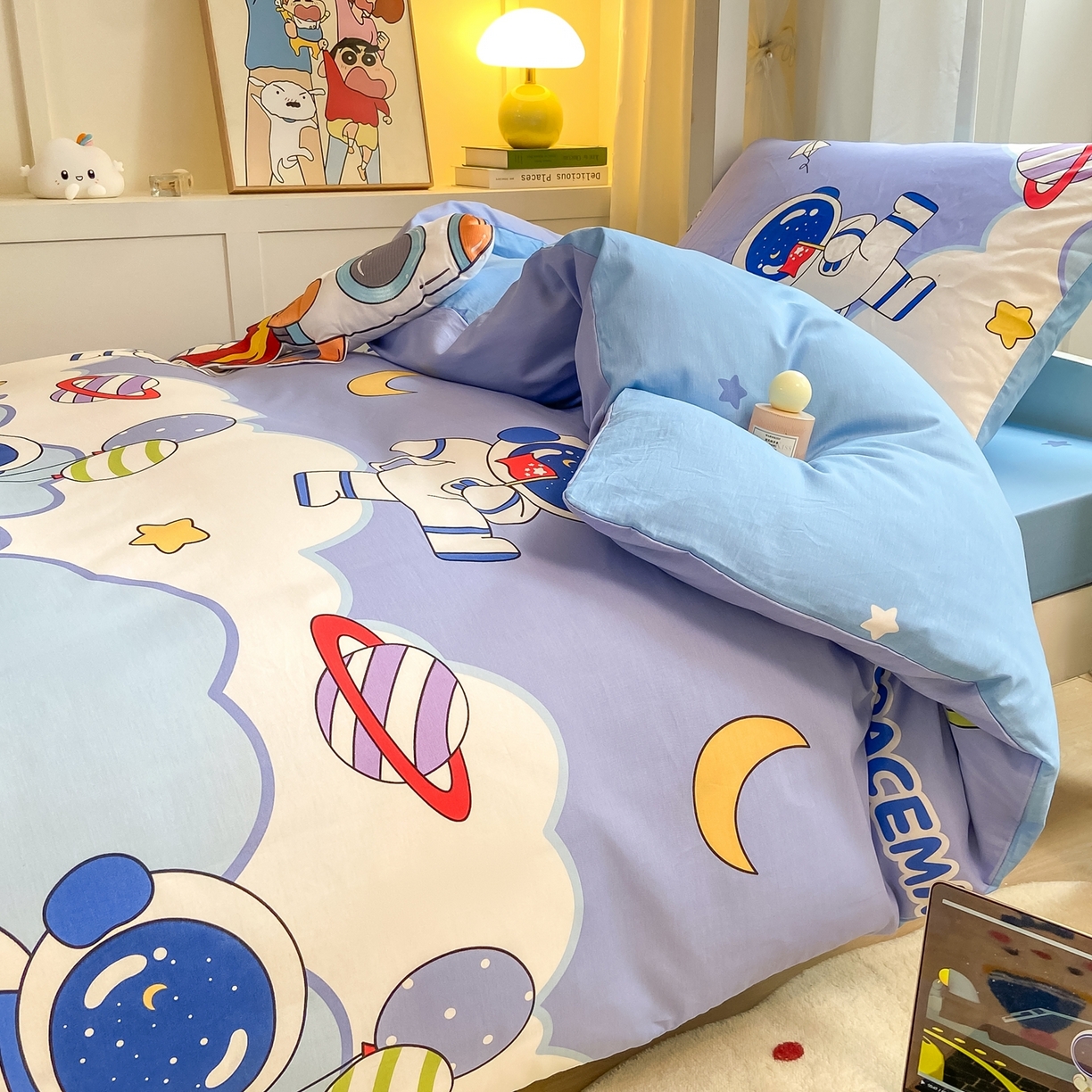 91家纺网 家纺一手货源 找家纺 （总）博雅 2025新款全棉纯棉学生宿舍上下铺六件套-宇航员系列