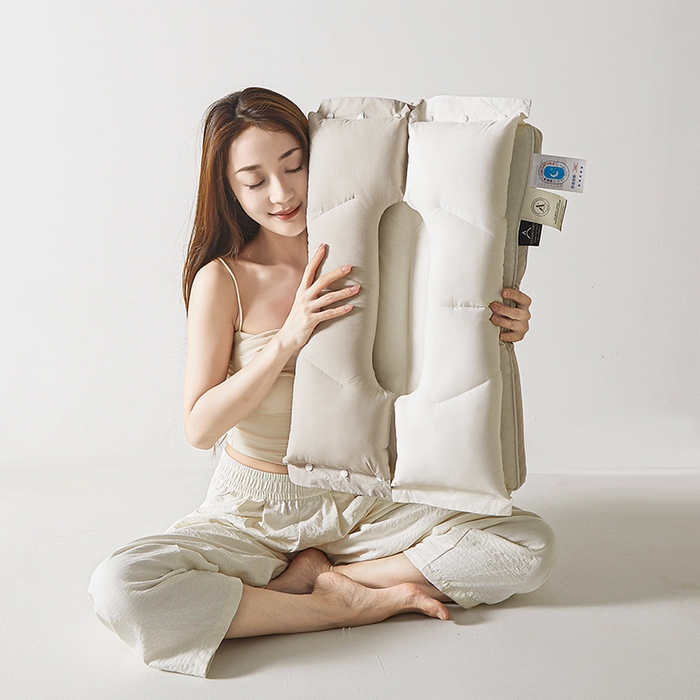 91家纺网 家纺一手货源 找家纺 蝶飞舞 2025新款全棉可拆卸护颈枕头枕芯护耳牵引枕头枕芯 护耳枕-单只 48*74cm/900g