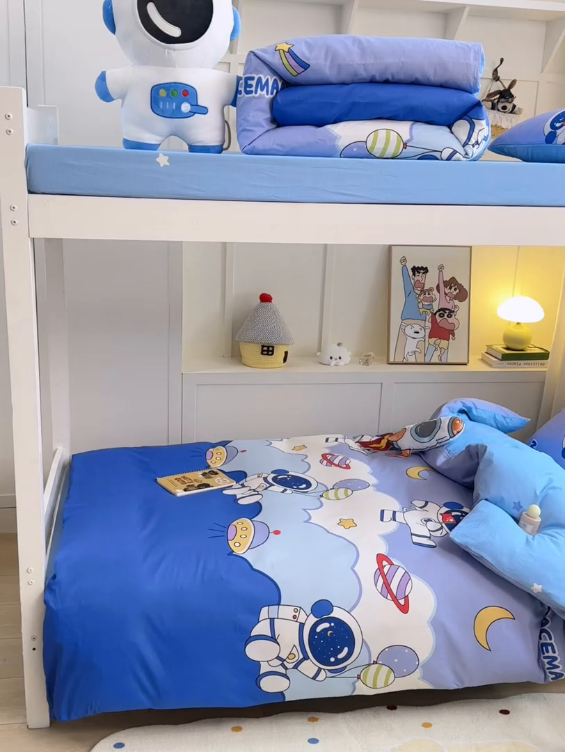 91家纺网 家纺一手货源 找家纺 （总）博雅 2025新款全棉纯棉学生宿舍上下铺六件套-宇航员系列