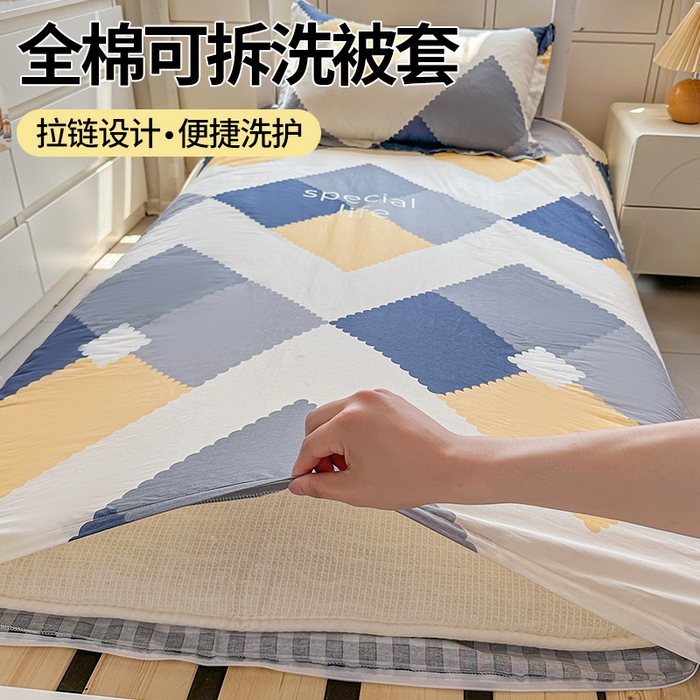 91家纺网 家纺一手货源 找家纺 西域种棉人·千百笠 2025新款全棉纯棉六件套大学生宿舍100%新疆棉花被子被褥一整套枕头床垫三件套 格致生活