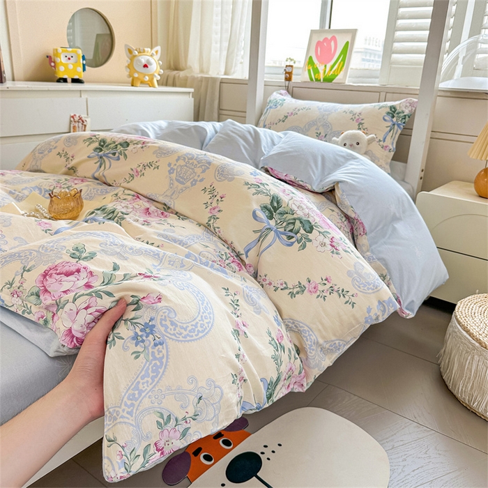 91家纺网 家纺一手货源 找家纺 西域种棉人·千百笠 2025新款全棉纯棉六件套大学生宿舍100%新疆棉花被子被褥一整套枕头床垫三件套 古典花束