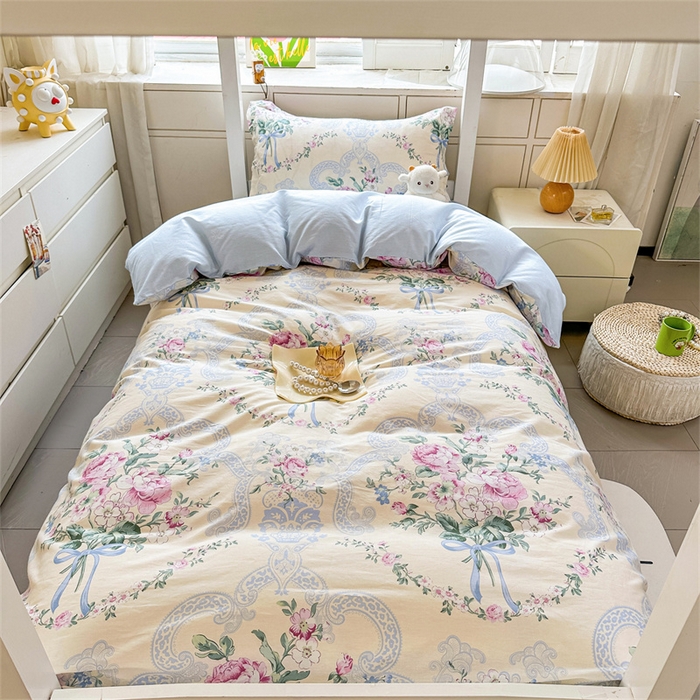 91家纺网 家纺一手货源 找家纺 西域种棉人·千百笠 2025新款全棉纯棉六件套大学生宿舍100%新疆棉花被子被褥一整套枕头床垫三件套 古典花束