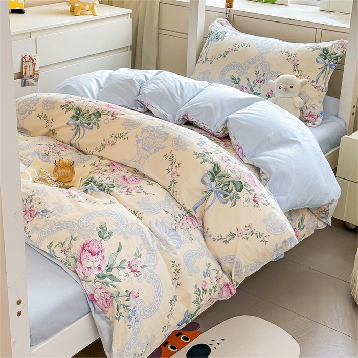 91家纺网 家纺一手货源 找家纺 西域种棉人·千百笠 2025新款全棉纯棉六件套大学生宿舍100%新疆棉花被子被褥一整套枕头床垫三件套 古典花束