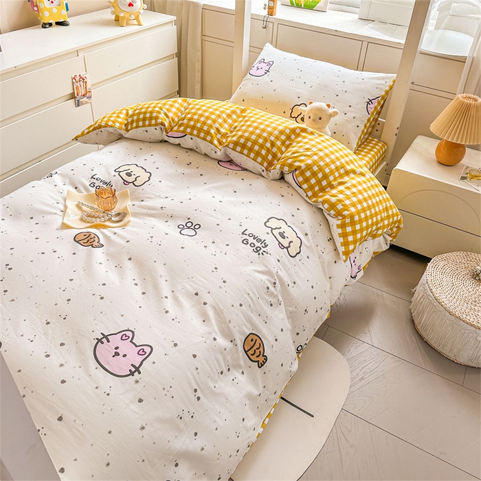 91家纺网 家纺一手货源 找家纺 西域种棉人·千百笠 2025新款全棉纯棉六件套大学生宿舍100%新疆棉花被子被褥一整套枕头床垫三件套 可爱猫