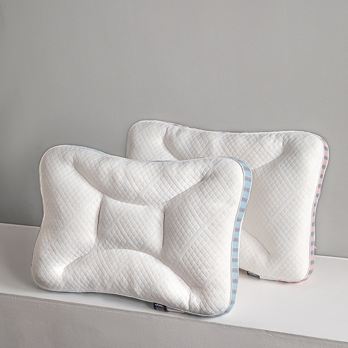 91家纺网 家纺一手货源 找家纺 蝶飞舞 2025新款SPA分区深睡记忆枕头枕芯护颈枕 spa高枕1000g-蓝色 48*74cm