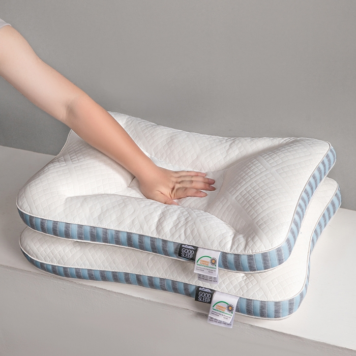 91家纺网 家纺一手货源 找家纺 蝶飞舞 2025新款SPA分区深睡记忆枕头枕芯护颈枕 spa中枕900g-蓝色 48*74cm