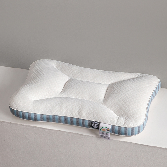 91家纺网 家纺一手货源 找家纺 蝶飞舞 2025新款SPA分区深睡记忆枕头枕芯护颈枕 spa高枕1000g-蓝色 48*74cm