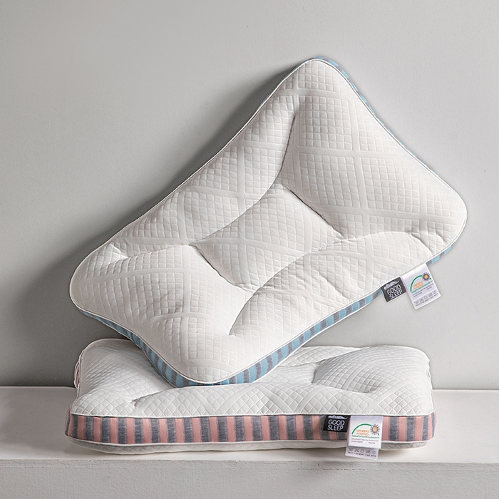 91家纺网 家纺一手货源 找家纺 蝶飞舞 2025新款SPA分区深睡记忆枕头枕芯护颈枕 spa高枕1000g-粉色 48*74cm