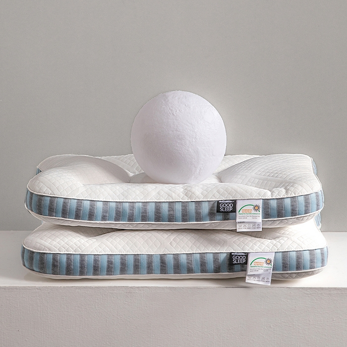 91家纺网 家纺一手货源 找家纺 蝶飞舞 2025新款SPA分区深睡记忆枕头枕芯护颈枕 spa高枕1000g-蓝色 48*74cm