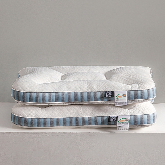 91家纺网 家纺一手货源 找家纺 蝶飞舞 2025新款SPA分区深睡记忆枕头枕芯护颈枕 spa中枕900g-蓝色 48*74cm